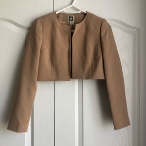 Anne Klein Cropped Tan Blazer/Suit Jacket